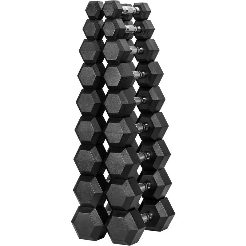 Hex Dumbbell - Rubber Encased Strength Training Hand Weights for Workout & Exercise