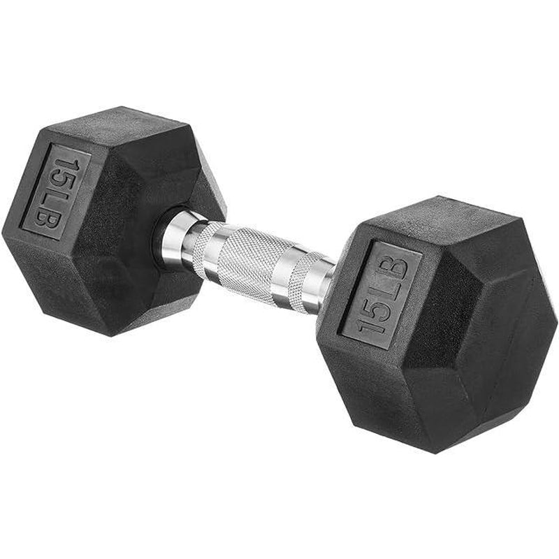 Hex Dumbbell - Rubber Encased Strength Training Hand Weights for Workout & Exercise