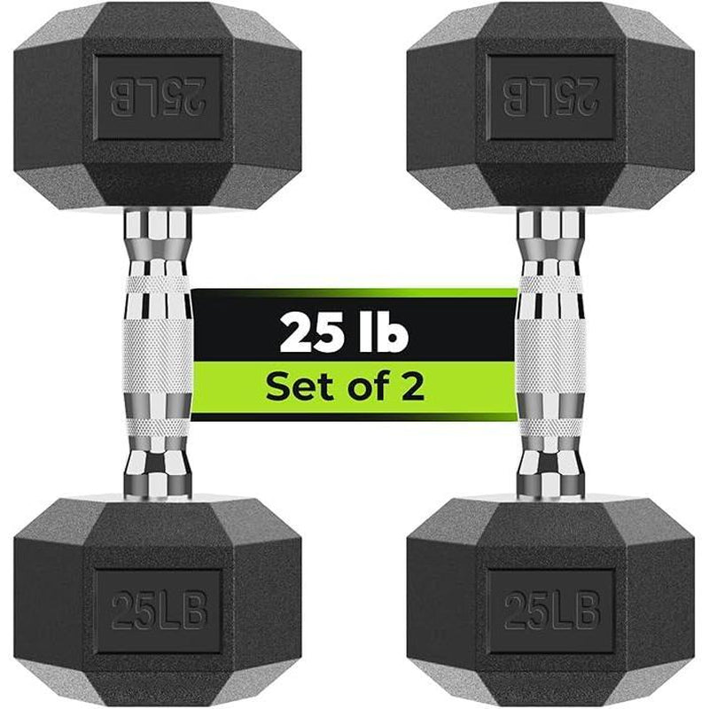 Hex Dumbbell - Rubber Encased Strength Training Hand Weights for Workout & Exercise