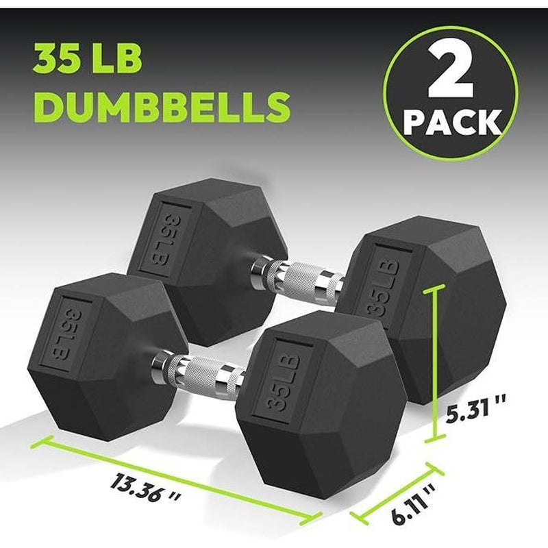 Hex Dumbbell - Rubber Encased Strength Training Hand Weights for Workout & Exercise