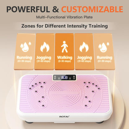 ROTAI 3D Vibration Board Plate Exercise Machine Whole Body Workout Portable Mini Vibrate Fitness Platform for Lymphatic Drainage and Improved Overall Health Home Gyms Remote Control