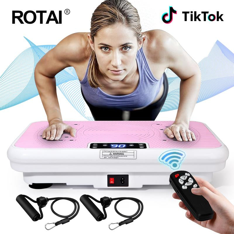 ROTAI 3D Vibration Board Plate Exercise Machine Whole Body Workout Portable Mini Vibrate Fitness Platform for Lymphatic Drainage and Improved Overall Health Home Gyms Remote Control