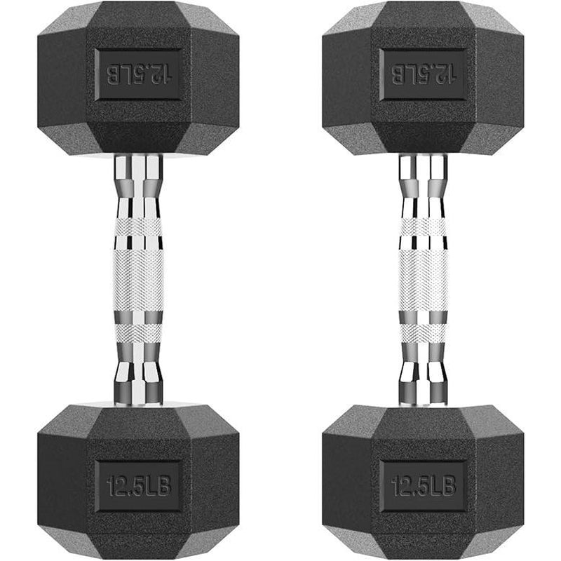 Hex Dumbbell - Rubber Encased Strength Training Hand Weights for Workout & Exercise