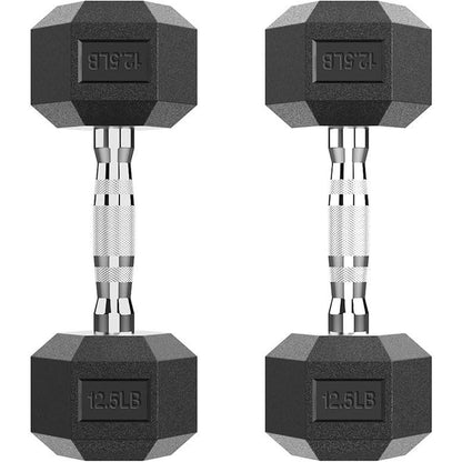 Hex Dumbbell - Rubber Encased Strength Training Hand Weights for Workout & Exercise