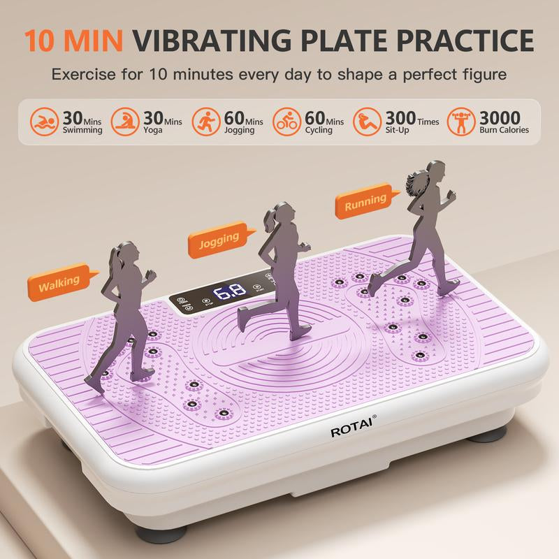 ROTAI 3D Vibration Board Plate Exercise Machine Whole Body Workout Portable Mini Vibrate Fitness Platform for Lymphatic Drainage and Improved Overall Health Home Gyms Remote Control