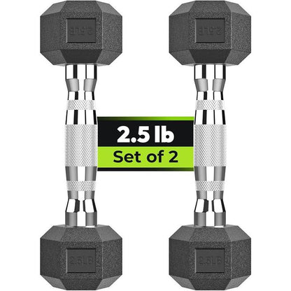 Hex Dumbbell - Rubber Encased Strength Training Hand Weights for Workout & Exercise